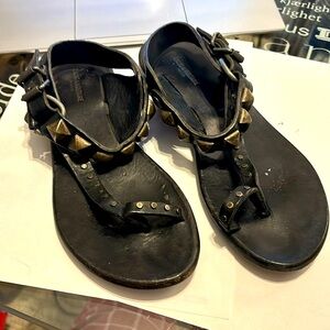 Zadig & Voltaire Riot Studded Black Leather Flats , Size 7 (37)